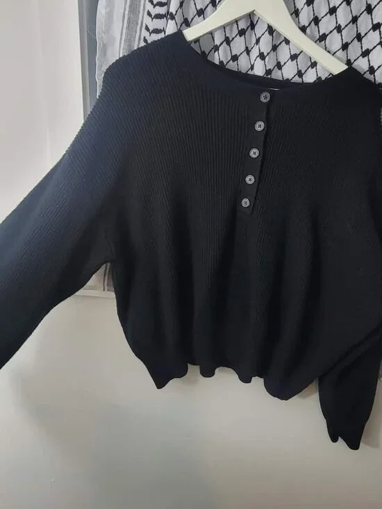 Women's Plus size Two-Tone Henley Sweater 2X - Black - Like new! - Picture 6 of 8